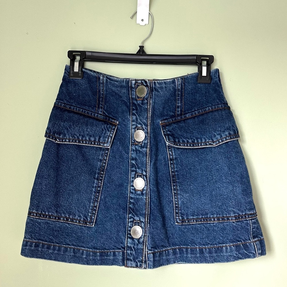 TOPSHOP Moto Denim Miniskirt Size W26”